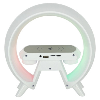 Lampka nocna LED Gamingowa RGB głośnik ładowarka indukcyjna radio budzik zegar