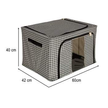 Organizer na pościel ubrania do szafy pokrowiec torba ze stelażem biały czarny 100L