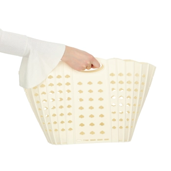 Kosz na pranie bieliznę składany organizer łazienkowy z uchwytem kremowy