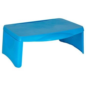 Stolik samochodowy do auta podróżny przenośny składany dla dzieci ze schowkiem niebieski