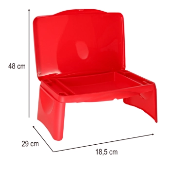 Stolik samochodowy do auta podróżny przenośny składany dla dzieci ze schowkiem czerwony