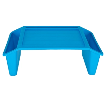 Stolik pod laptopa z organizerem podróżny samochodowy dla dzieci z kieszeniami śniadaniowy podstawka przenośny stabilny niebieski