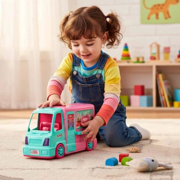 Samochód dla lalek kamper food truck zestaw 21 el.