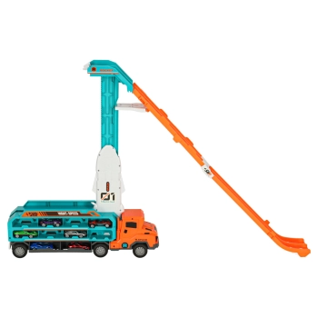 Samochód laweta transporter tor zjeżdżalnia dla samochodów pomarańczowy