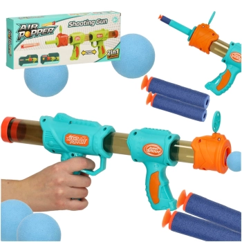 Pistolet na kulki karabin na piankowe naboje solidny dla dzieci gra 2w1 niebieski