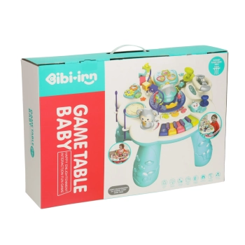Stolik edukacyjny pianinko sorter telefon perkusja z dźwiękiem niebieski Bibi-inn