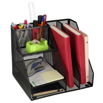 Organizer przybornik na biurko biurkowy duży A4 metalowy 7 komór