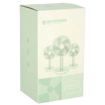 Wentylator biurkowy wiatrak przenośny bezprzewodowy USB z akumulatorem regulowany 4 poziomy mocy LED 38cm biały