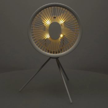 Wentylator biurkowy wiatrak stojący bezprzewodowy USB na pilot z lampką 4 poziomy mocy 18cm biały