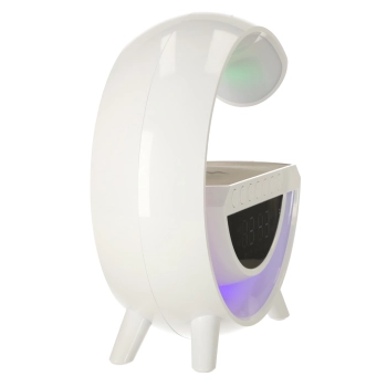 Lampka LED Gamingowa RGB głośnik ładowarka indukcyjna radio budzik zegar