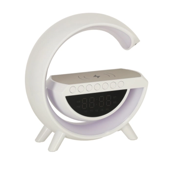 Lampka LED Gamingowa RGB głośnik ładowarka indukcyjna radio budzik zegar