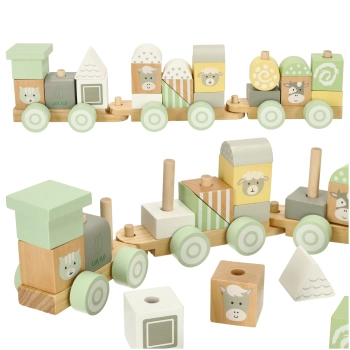 Pociąg kolejka drewniana LULILO pastelowy
