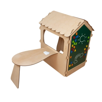 Domek ogrodowy drewniany stolik tablica kredowa 86 x 137 x 105 cm