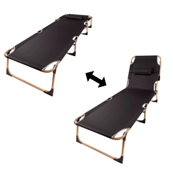 Łóżko polowe składane turystyczne kanadyjka leżanka z regulacją 193 cm szare