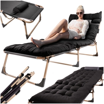 Łóżko turystyczne składane polowe biznesowe 193 cm czarny