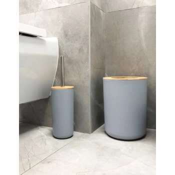 Zestaw łazienkowy szczotka do WC dozownik mydła mydelniczka kubek 6 elementów szary