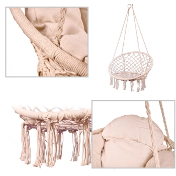 Huśtawka ogrodowa LULILO bocianie gniazdo z poduszką XXL ecru 80cm 150kg