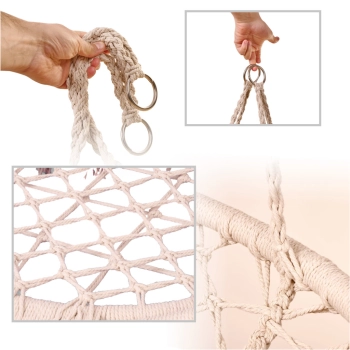 Huśtawka ogrodowa LULILO bocianie gniazdo z poduszką XXL ecru 80cm 150kg