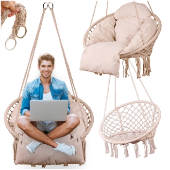 Huśtawka ogrodowa LULILO bocianie gniazdo z poduszką XXL ecru 80cm 150kg