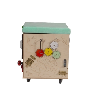 Pufa ze schowkiem dla dzieci kostka manipulacyjna