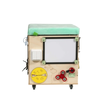 Pufa ze schowkiem dla dzieci kostka manipulacyjna