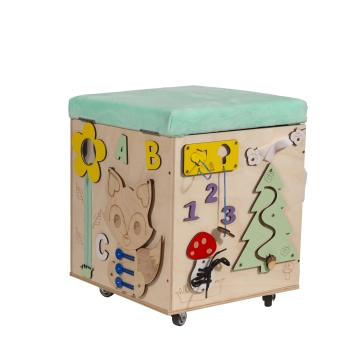 Pufa ze schowkiem dla dzieci kostka manipulacyjna