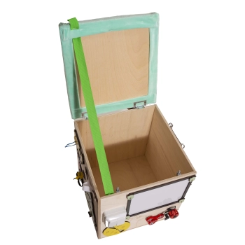 Pufa ze schowkiem dla dzieci kostka manipulacyjna