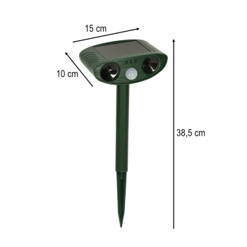 Odstraszacz solarny kretów na gryzonie kuny koty ptaki myszy szczury ultradźwięki czujnik ruchu