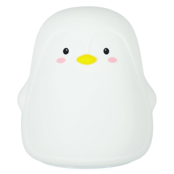 Lampka nocna dla dzieci silikonowa dotykowa miękka LED biała RGB pingwinek
