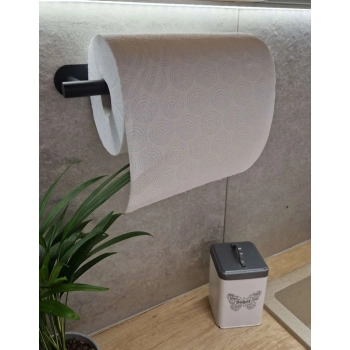 Uchwyt wieszak na papier ręcznik papierowy kuchenny taśma dwustronna mat loft czarny