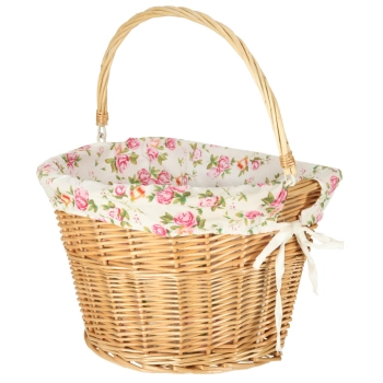 Kosz wiklinowy na rower RALLEX kosz przedni pleciony wkład click w kwiaty