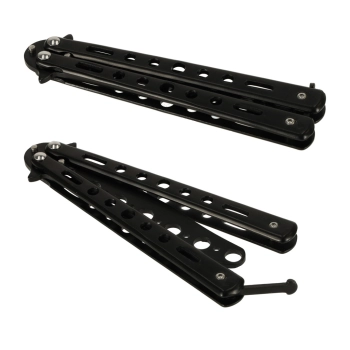 Nóż motylkowy motylek treningowy tępy do treningu składany ćwiczeń czarny