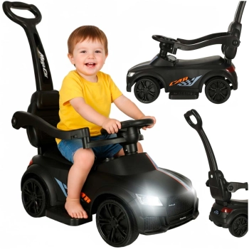 Jeździk pchacz samochód 3w1 z dźwiękiem i światłami czarny