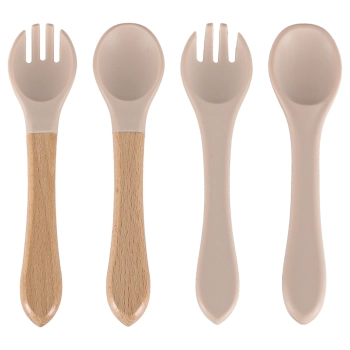 Naczynia silikonowe dla dzieci niemowląt krab zestaw 9 elementów beżowe