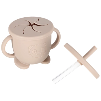 Naczynia silikonowe dla dzieci niemowląt krab zestaw 9 elementów beżowe