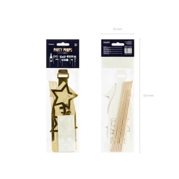 Gadżety rekwizyty do zdjęć Let's Celebrate złoty fotobudka 8 elementów