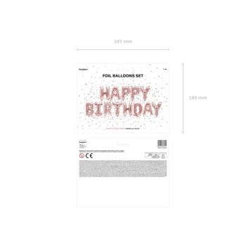 Balon foliowy dekoracja urodzinowa Happy Birthday różowe złoto 340cm x 35cm