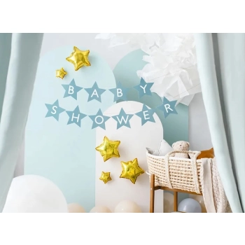 Baner napis na baby shower gwiazdki jasnoniebieskie 290cm x 16,5cm