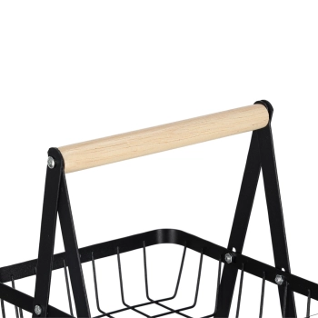 Kosz miska na owoce dwupoziomowy piętrowy metal drewno