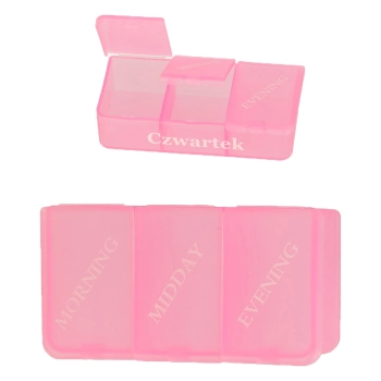 Organizer na leki pudełko kasetka na tabletki tygodniowy PL EN LT CS