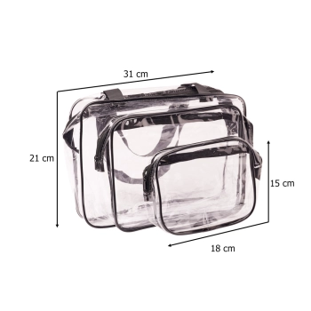 Kosmetyczka przezroczysta transparentna podróżna organizer do samolotu 3 sztuki