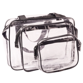 Kosmetyczka przezroczysta transparentna podróżna organizer do samolotu 3 sztuki