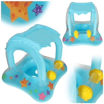 Kółko do pływania dla niemowląt koło pontonik dla dzieci dmuchany z siedziskiem z daszkiem max 24kg 3lata 72 cm