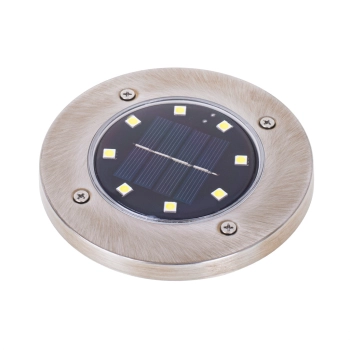 Lampy ogrodowe solarne najazdowe gruntowe czujnik zmierzchu wbijane świecący dysk 8LED 4szt. ciepły biały