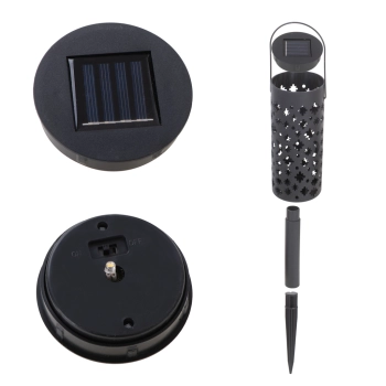 Lampa solarna ogrodowa ażurowa latarenka lampion LED czujnik zmierzchu wbijana 4szt.