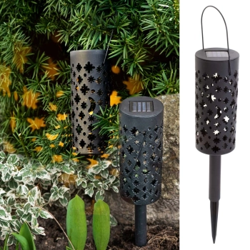 Lampa solarna ogrodowa ażurowa latarenka lampion LED czujnik zmierzchu wbijana 4szt.