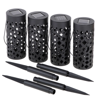 Lampa solarna ogrodowa ażurowa latarenka lampion LED czujnik zmierzchu wbijana 4szt.