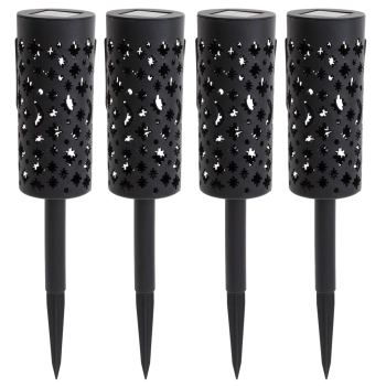 Lampa solarna ogrodowa ażurowa latarenka lampion LED czujnik zmierzchu wbijana 4szt.