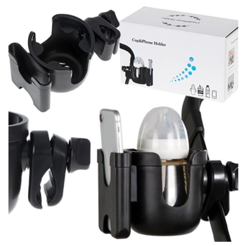 Uchwyt na butelkę kubek telefon do wózka na rower 2w1