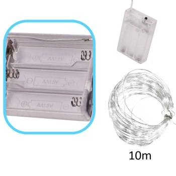 Lampki LED druciki dekoracyjne świąteczne choinkowe 10m 100LED zimny biały